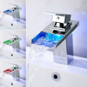 LED II RGB Bathroom Taps Waterfall Basin Mono Mixer Bath Tap Single Lever Faucet. Solid Brass