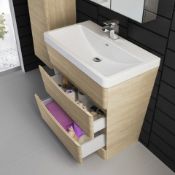 NEW & BOXED 800mm Austin II Light Oak Effect Built In Sink Drawer Unit - Floor Standing. RRP £849.