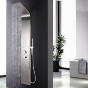 New & Boxed Chrome Modern Bathroom Shower Column Tower Panel System With Hand Held Massage Jets. Rrp