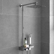 NEW & BOXED Square Thermostatic Bar Mixer Shower Set Valve with Shelf 10" Head + Handset. RRP £499.