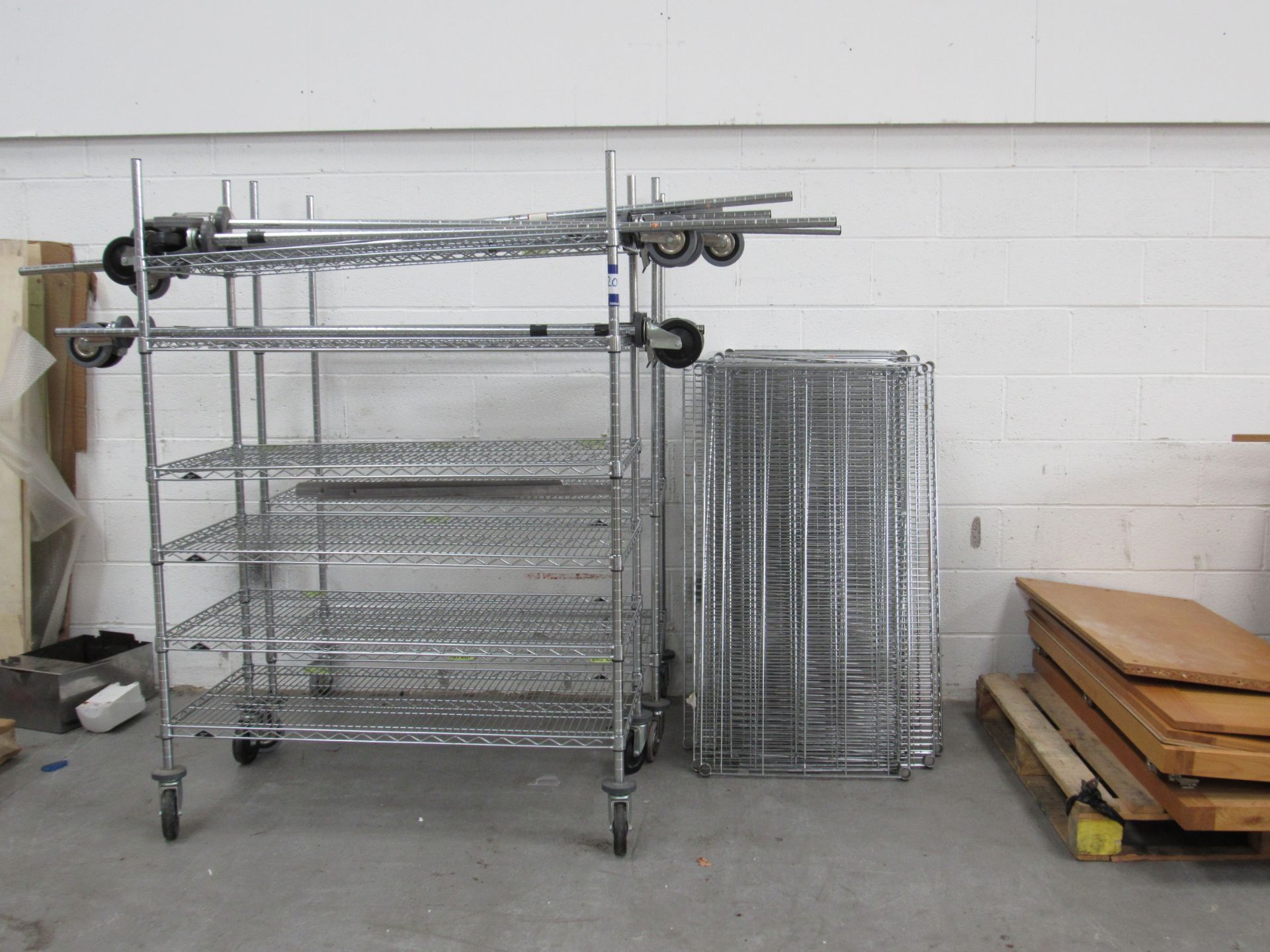 2 Mobile Multi Tier Wire Shelve Units and Quantity - Image 4 of 4