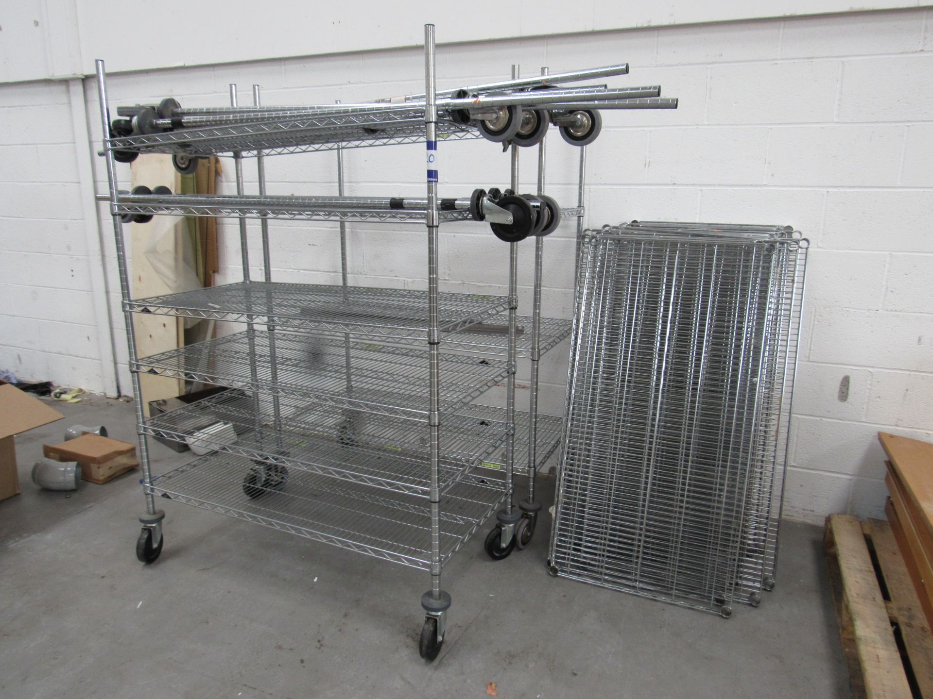 2 Mobile Multi Tier Wire Shelve Units and Quantity - Image 3 of 4