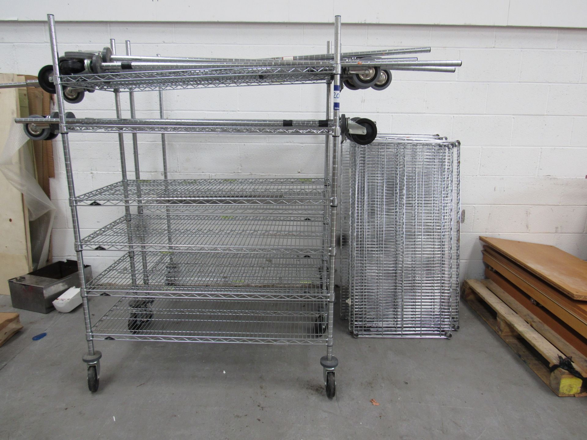 2 Mobile Multi Tier Wire Shelve Units and Quantity - Image 2 of 4