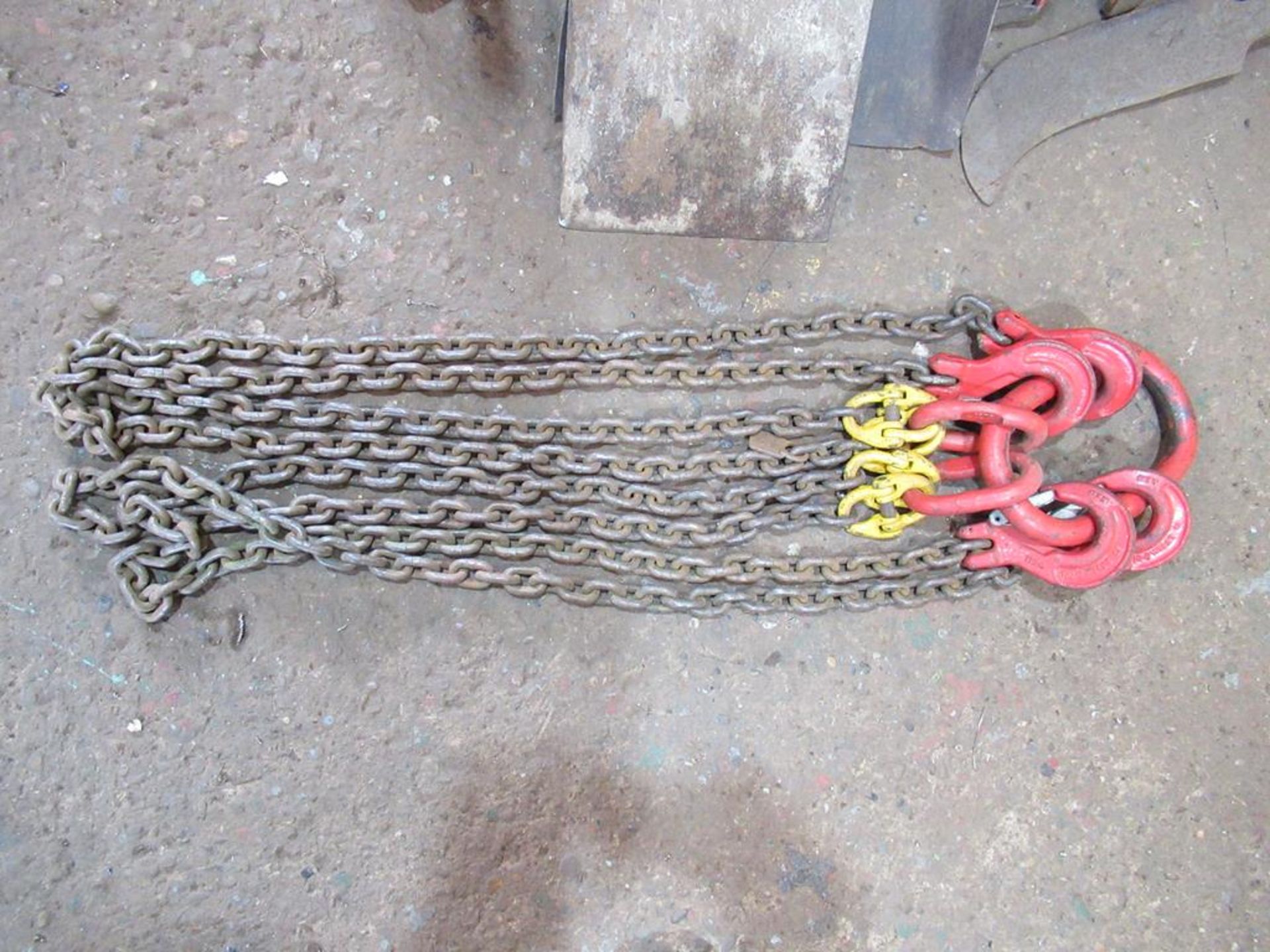 Qty of lifting tackle inc 4 leg chain Brothers (c 1.6m long), wire strops, large shackles and a qty - Image 3 of 3