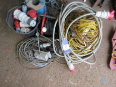 A qty of various electric cabling and 3PH plug ends
