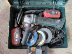 A Metabo battery grinder with 2 x batteries