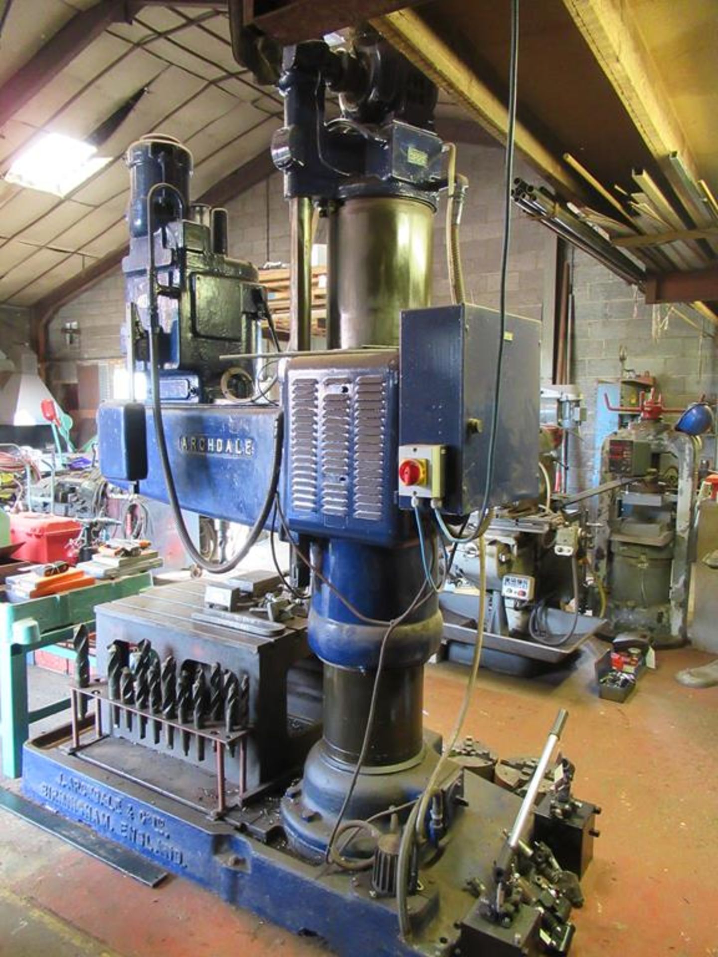 Archdale 1.2 metre radial arm drill with qty of drill bits, T-slot box table 920 x 625 x 560mm, mach - Image 5 of 6