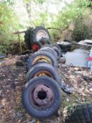 26 x various wheels and tyres, mainly agricultural