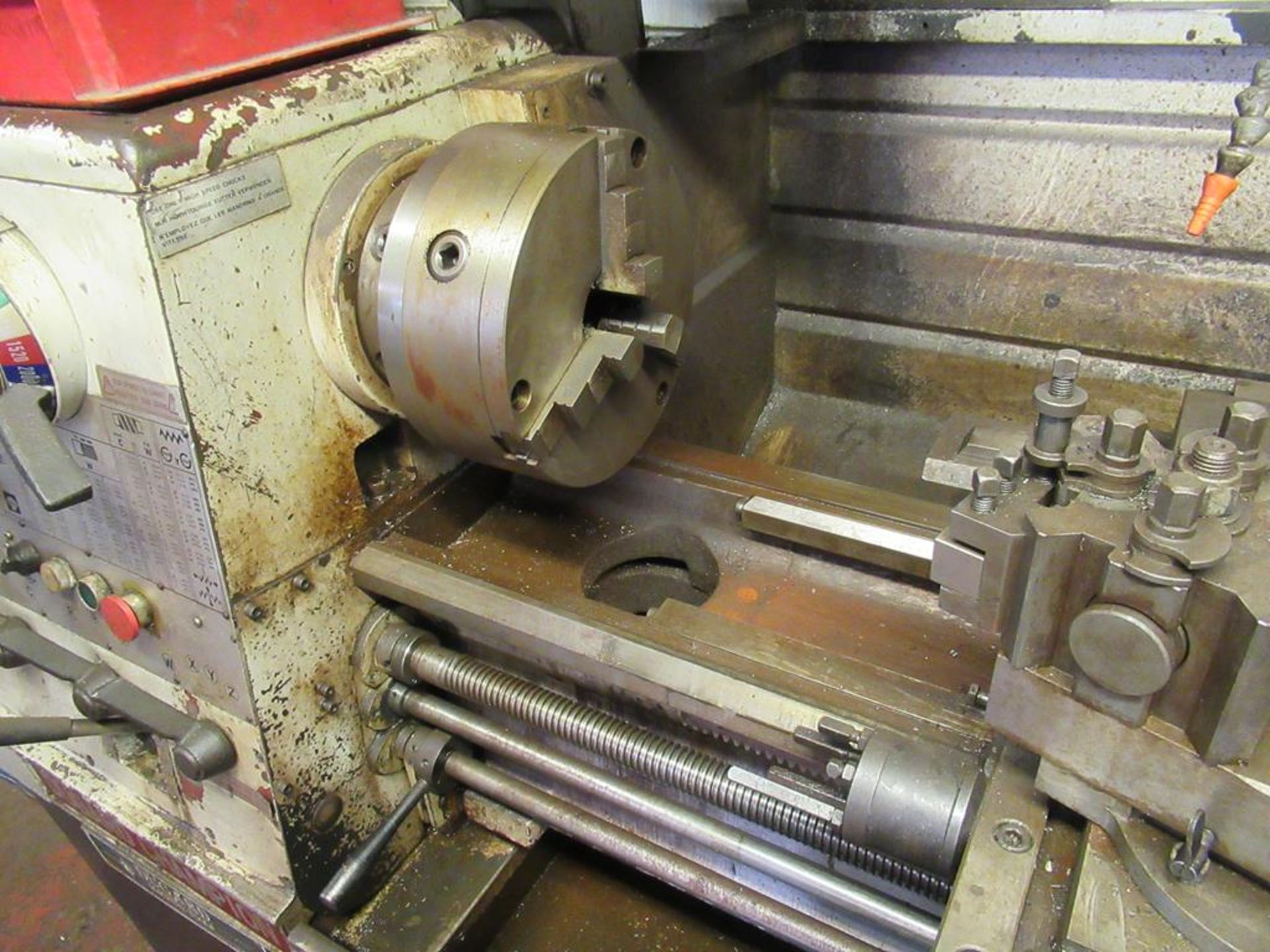 Dugard Champion GAP Bed centre lathe with 3 jaw chuck, face, plate, three sides tool post and open s - Image 4 of 6