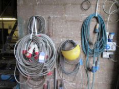 Various electric cabling to wall