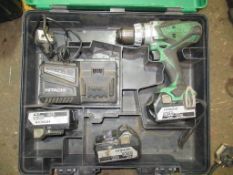 A Hitachi 18V drill with 3 x batteries