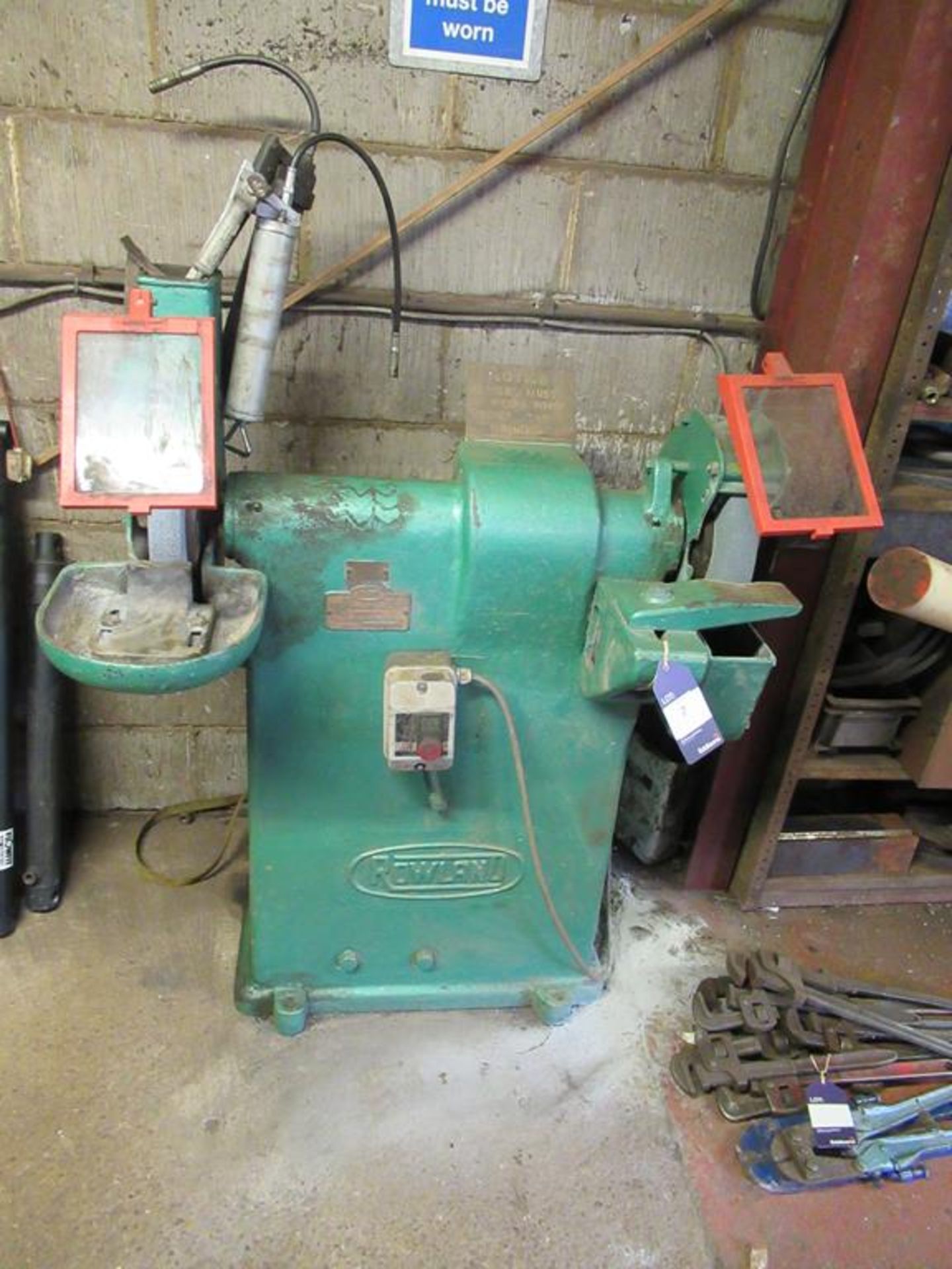 Rowland double end pedestal grinder