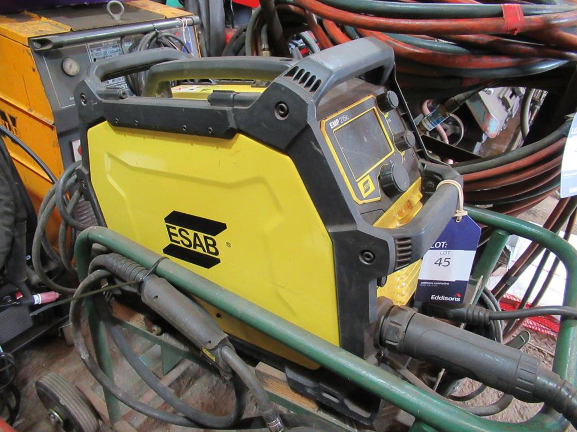 An ESAB 215ic welder on trolley