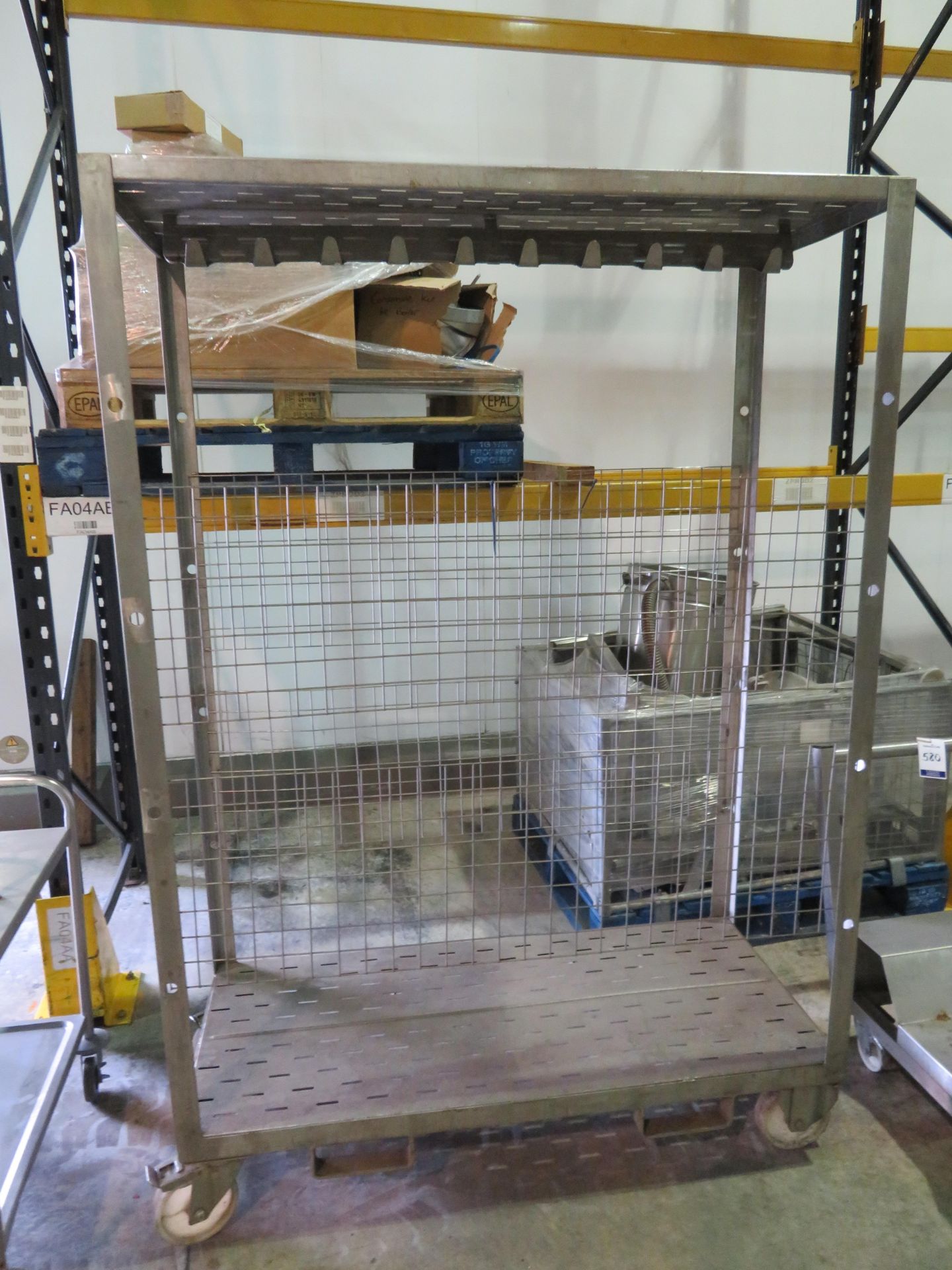1 x SS Mobile trolley used to transport packaging material, 1 x SS Tralley with bucket frame, 1 x SS - Image 2 of 4