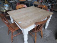 Pine effect kitchen table and four chairs