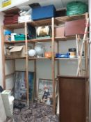 Content of Storeroom to incl. Wall Canvases, Wooden Pedestal, Qty of carpet offuts, etc.