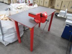 Steel Fabrictaed Work Bench with a Record no6 Engineers Vice