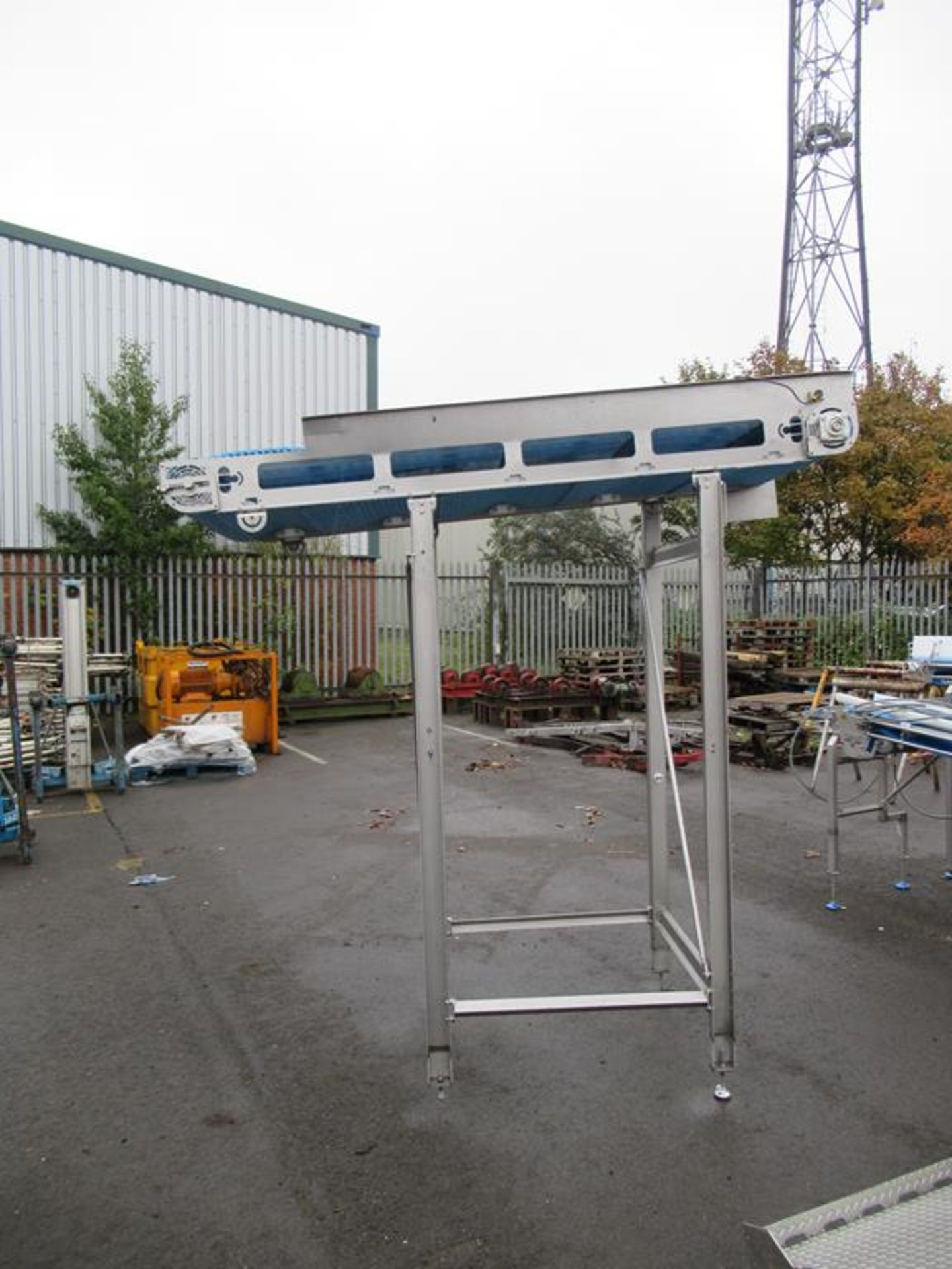 Stainless Steel Raised Conveyor System with Electric Motor Height approx 2600 x Length 2440 x 850 mm