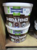 2x Tubs of Johnstones Dark Oak Fence Paint