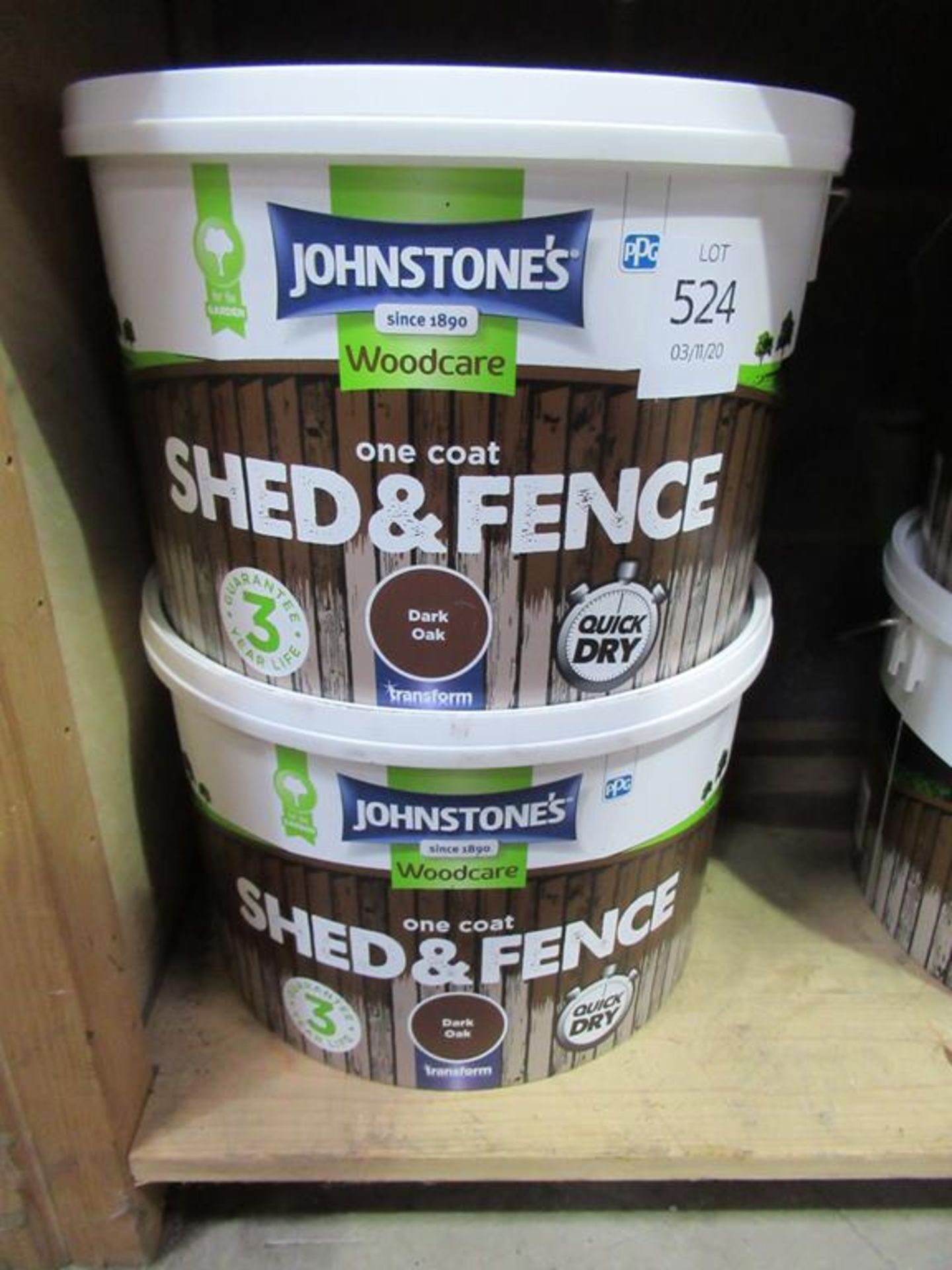 2x Tubs of Johnstones Dark Oak Fence Paint