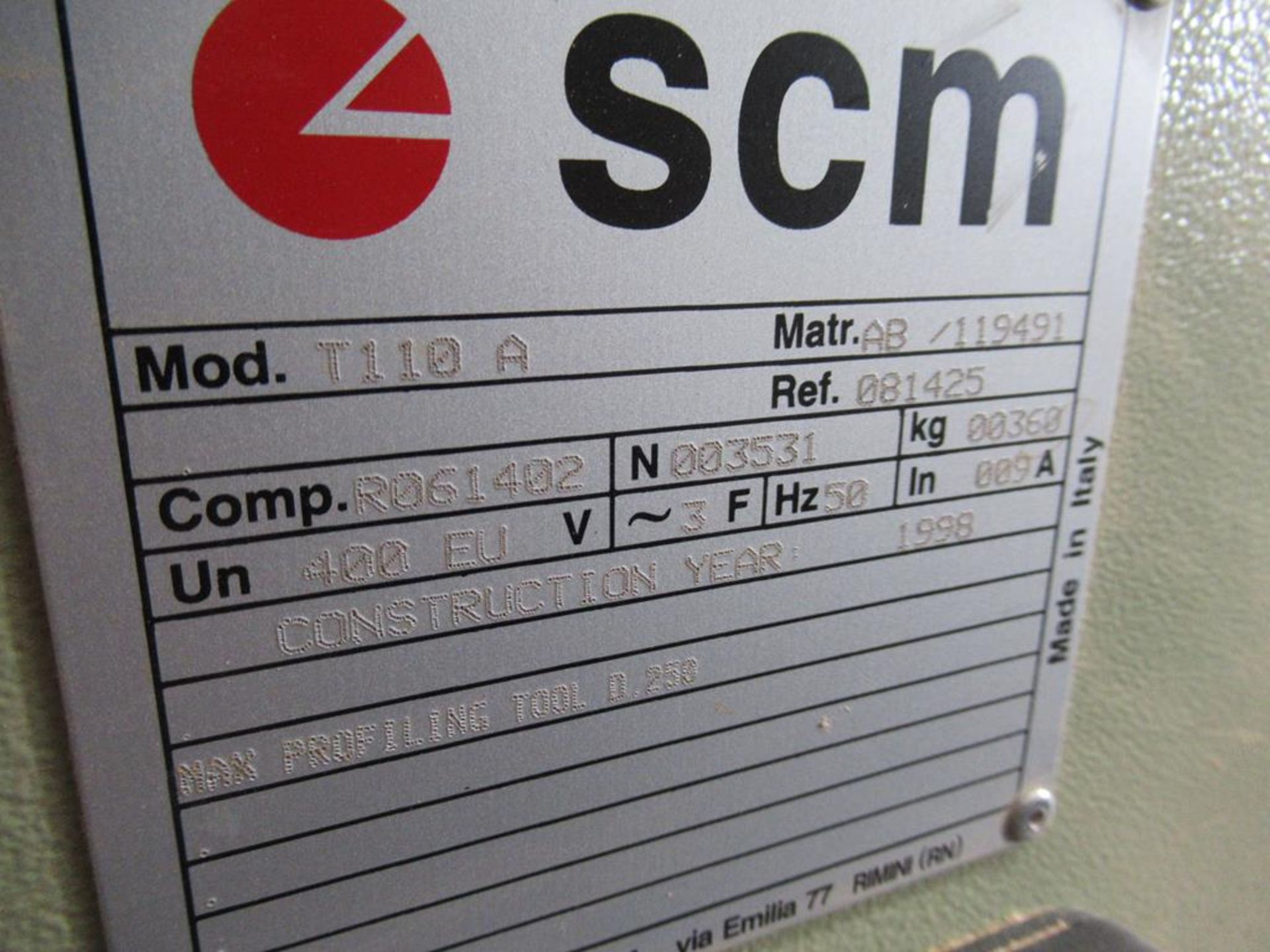 SCM T110 Spindle Moulder 3 phs - Image 7 of 7