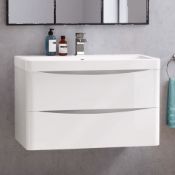 NEW 1000mm Austin II Gloss White Built In Basin Drawer Unit - Wall Hung. RRP £999.99.Comes
