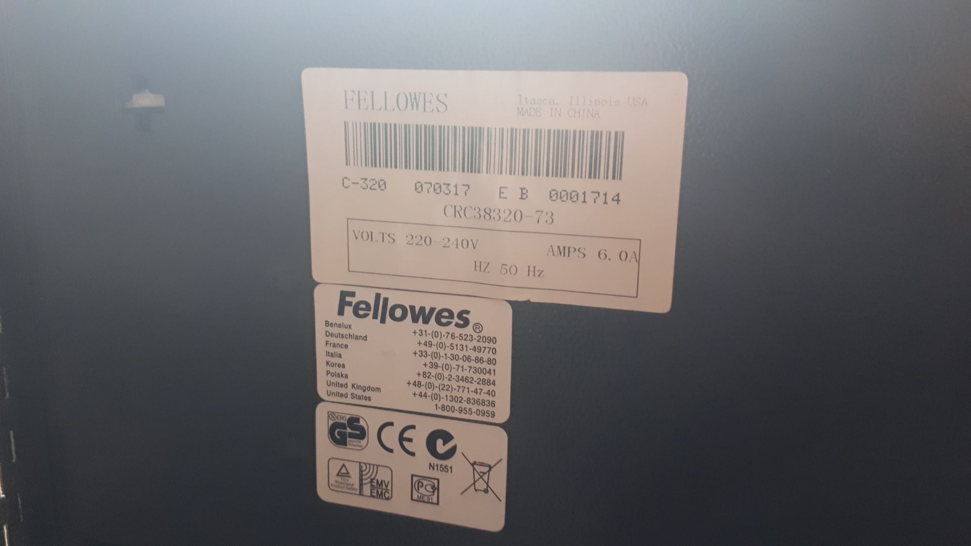 Fellowes Powershred C-320 office shredder - Image 4 of 4