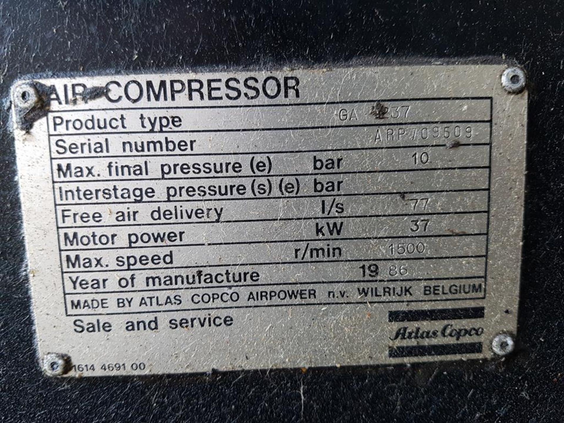 Atlas Copco GA237 Air Compressor - Image 4 of 5