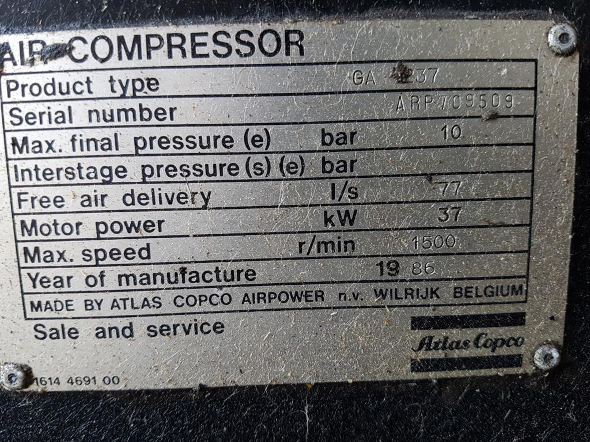 Atlas Copco GA237 Air Compressor - Image 5 of 5