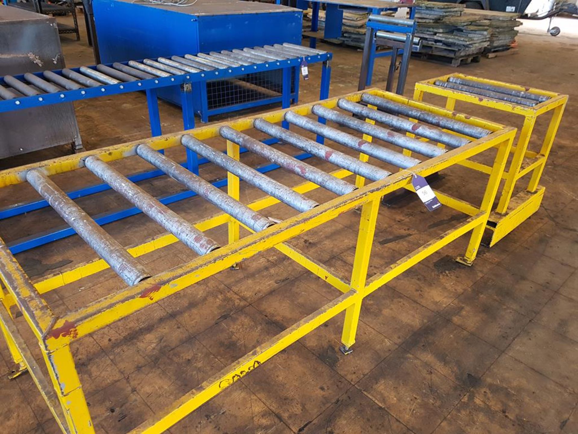 2 Sections Roller Feed Conveyor For Bandsaw 2000X 790MM + 480 x 690MM