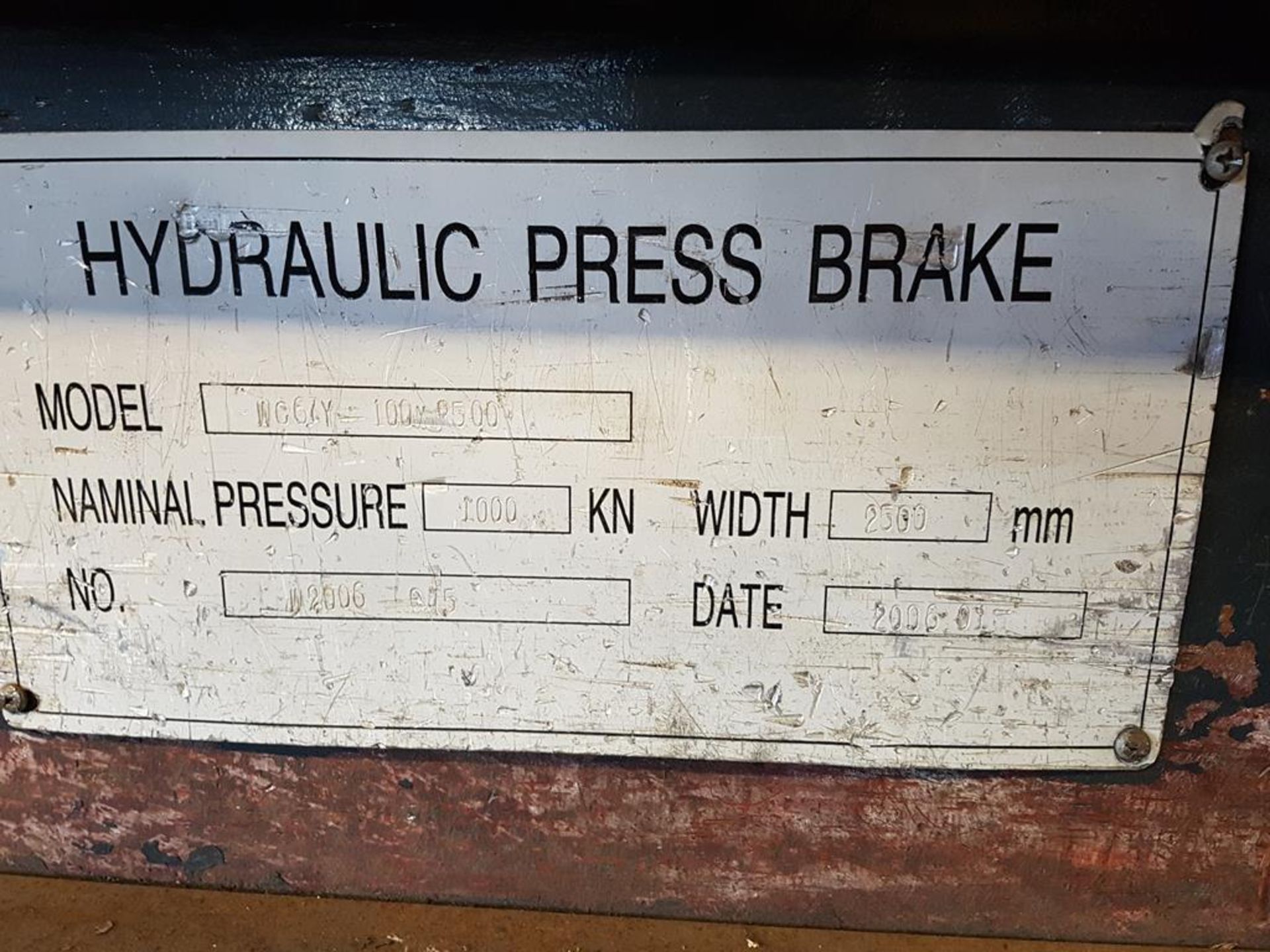 Carter 100T x 2500mm Hydraulic Press Brake - Image 2 of 9