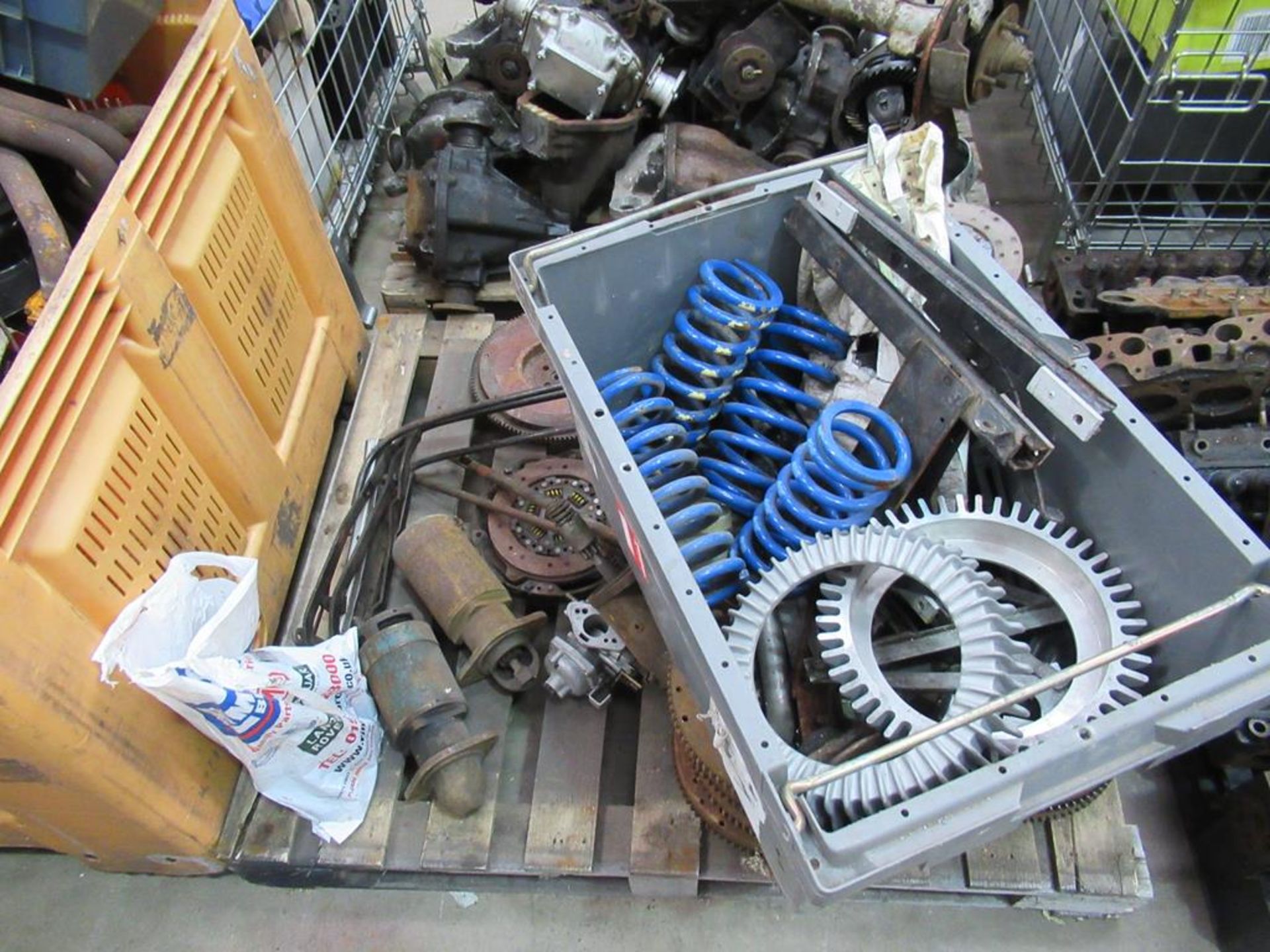 Pallet of Triumph car parts (mainly Fly Wheels)