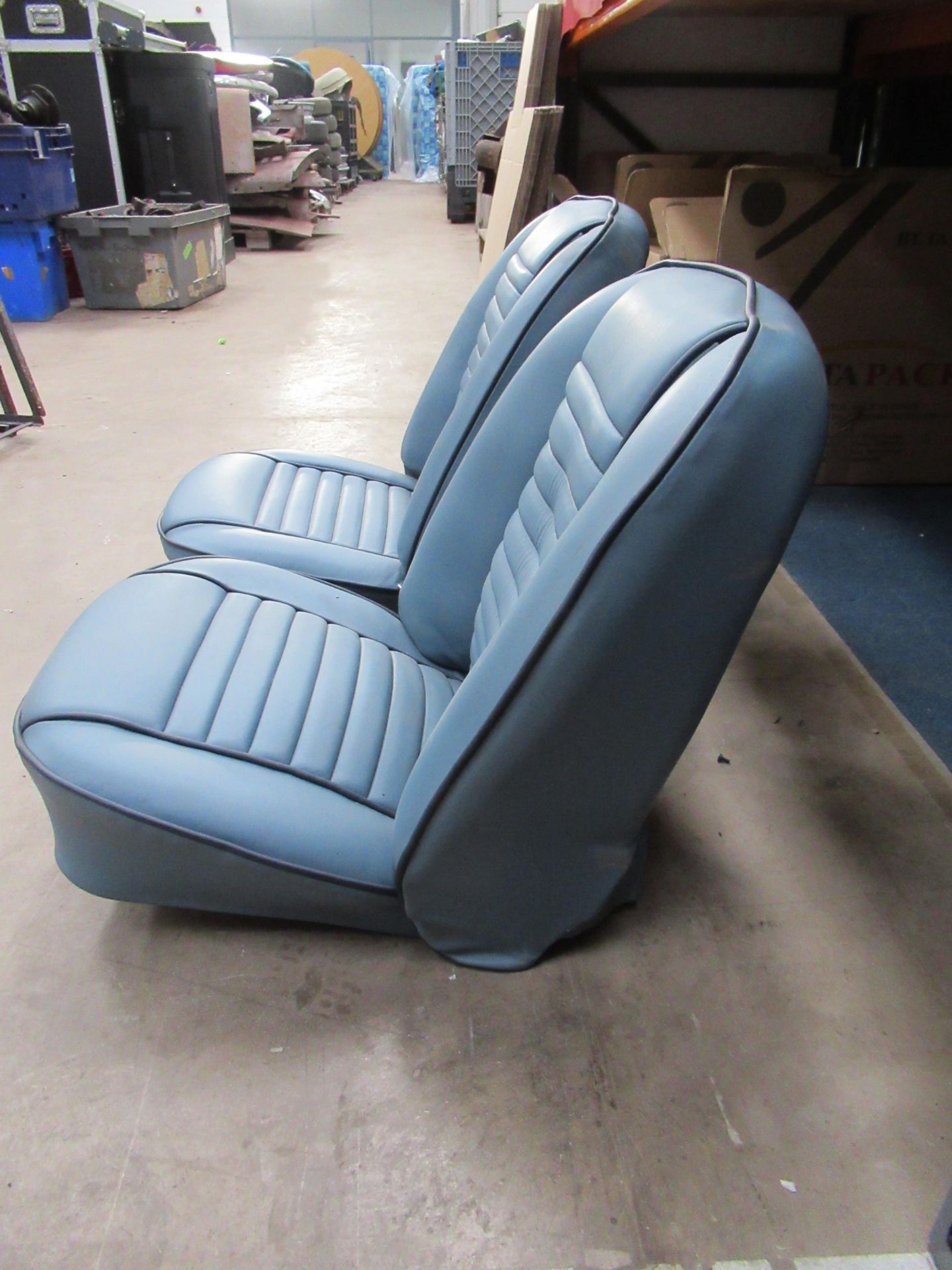 2x unused blue Triumph TR2/3 seats - Image 2 of 9