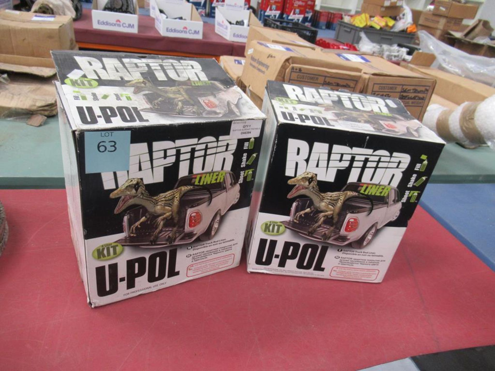 2x boxes of Raptor Line Paint ( 1x boxed, 1 litre missing)