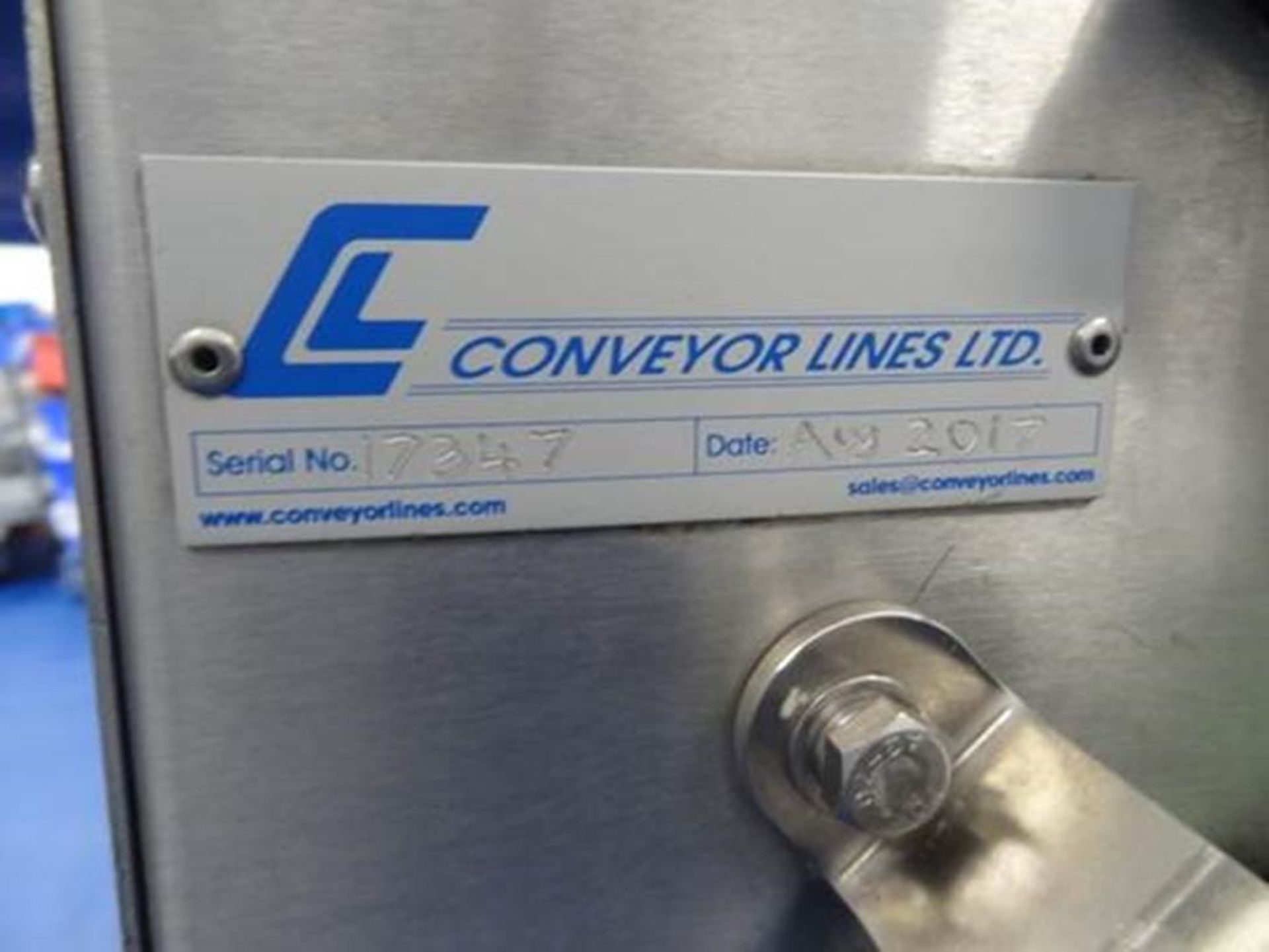 Take off conveyor from Lot 56 - Conveyor Lines SS mobile conveyor with 1000 x 3500 belt with 150 inc - Image 5 of 9