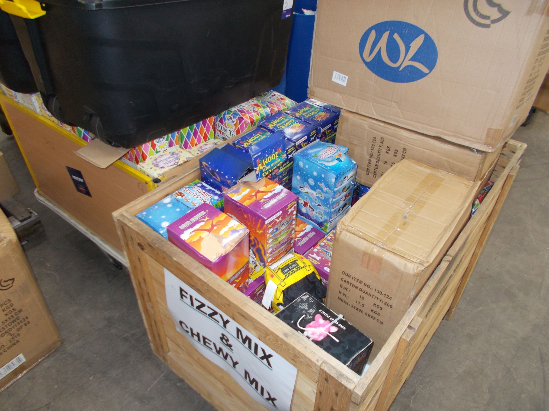 Large quantity of assorted children’s toys / games, to 2 x wooden trolleys, and 2 x plastic boxes, - Image 3 of 5