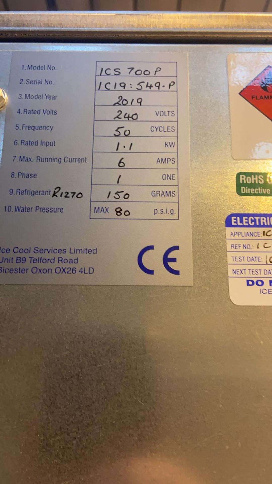 An ICS 700P Commercial Ice Making Machine - Image 3 of 4