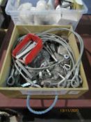 Box containing various rigging equipment