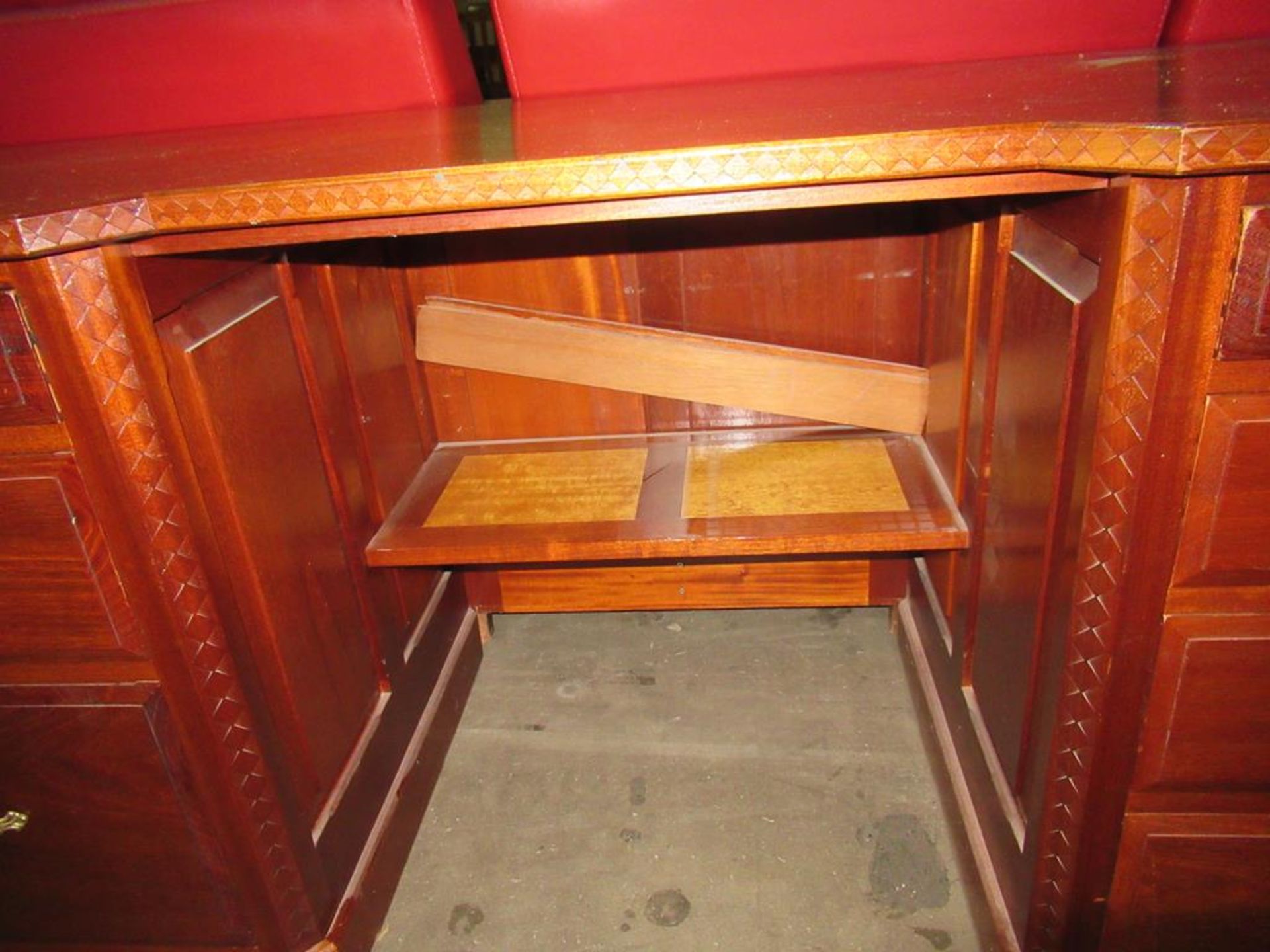 A large wooden twin pedestal desk - Image 2 of 2