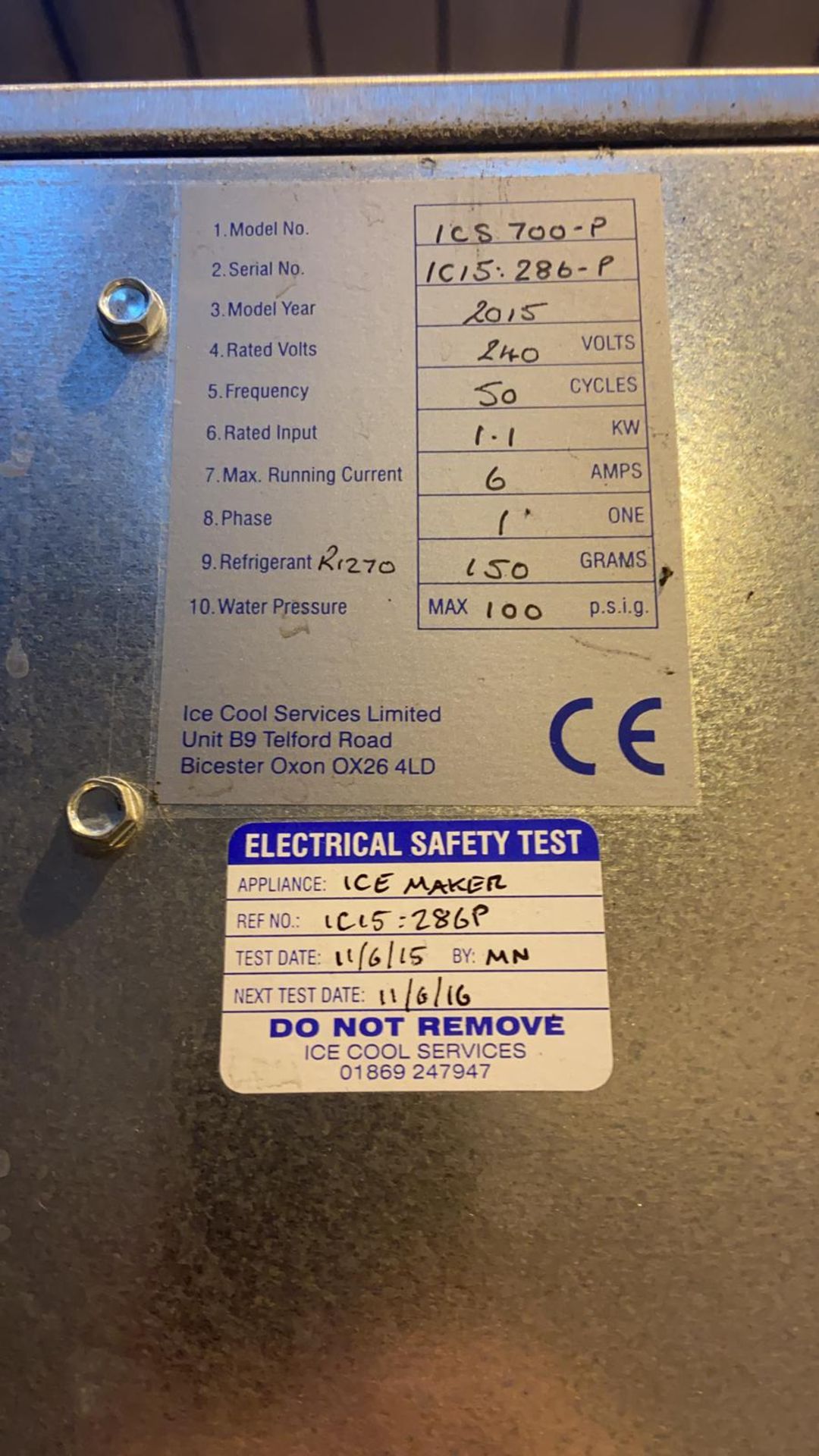 An ICS 700P Commercial Ice Making Machine - Image 3 of 4