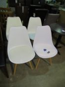 4 x Ex-Wayfair dining chairs with leather effect cushions