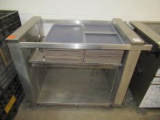 Commercial stainless steel bay ladder with trays on castors