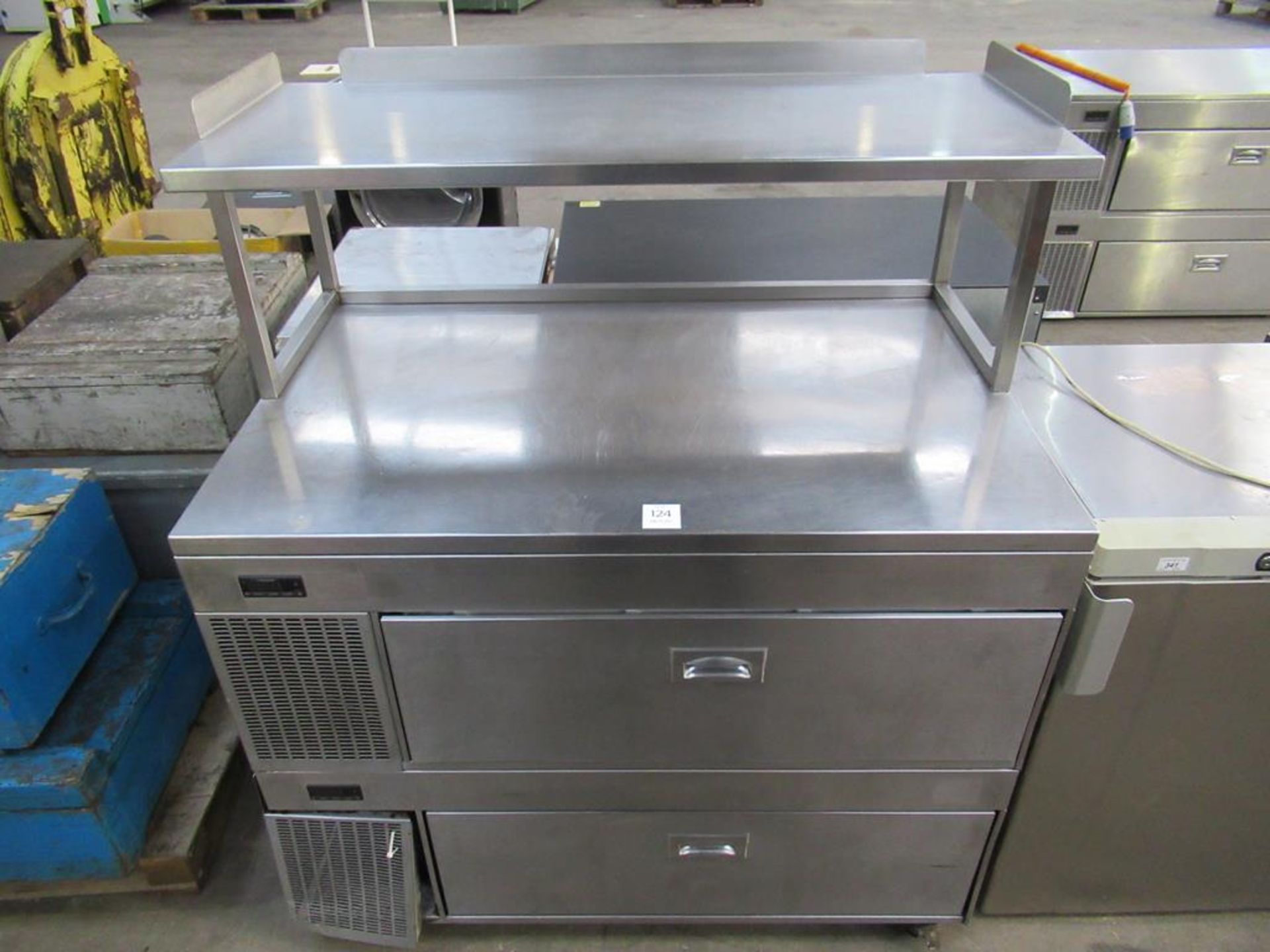 Chilled stainless steel display unit with two drawers