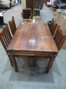 Rustic effect dining table and four chairs