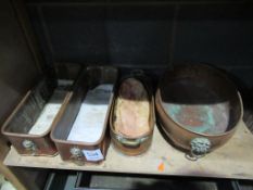 4x Copper Pots with Brass Handles (3x Lion handles )