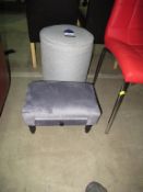 Ex - Wayfair Suede effect small footstool with single drawer and a tall round footstool