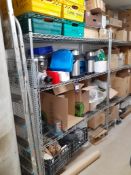 3 Wire Shelving Units with Contents of Glassware,