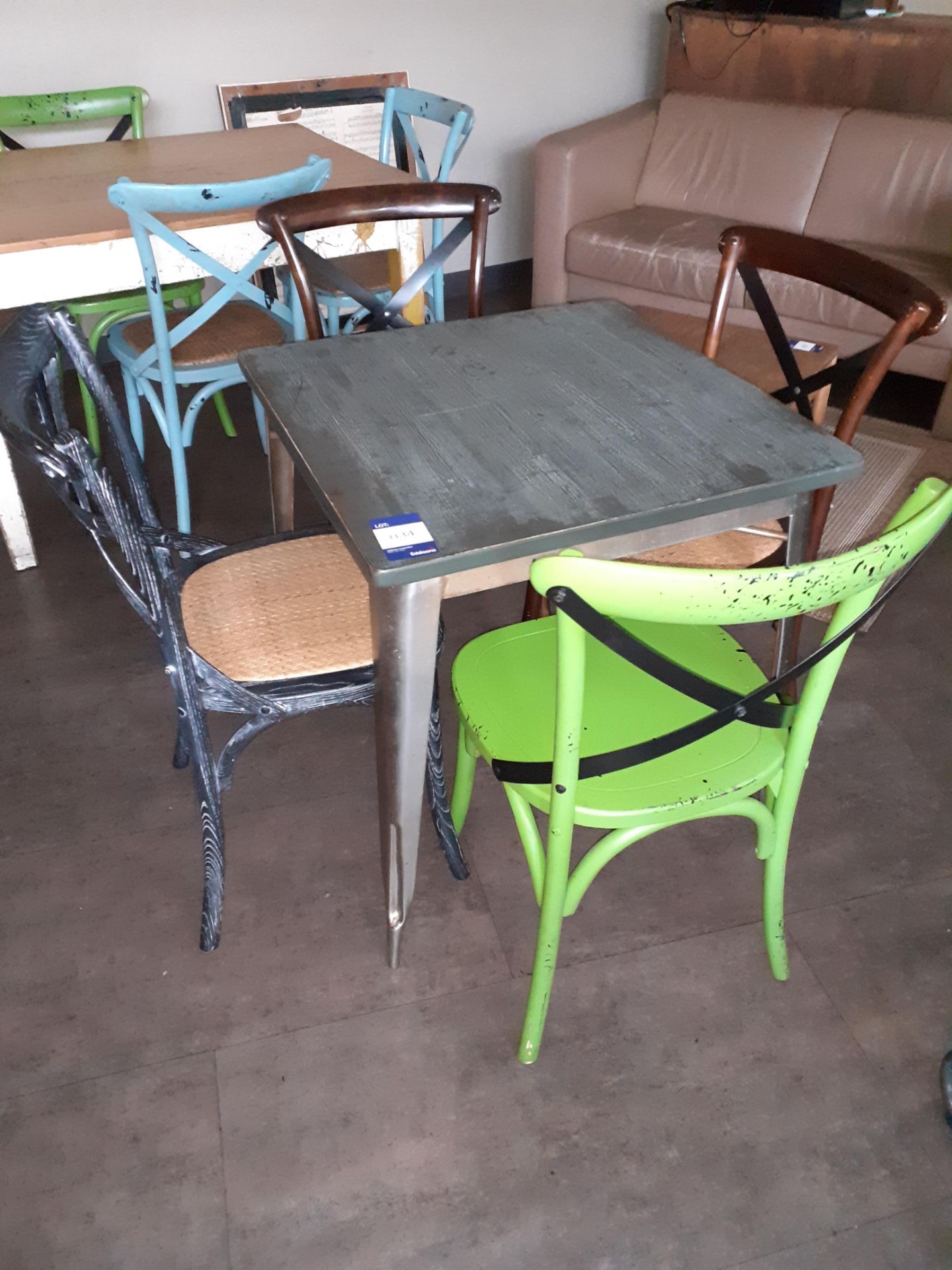 Steel Framed Painted Top Café Table with 4 Chairs