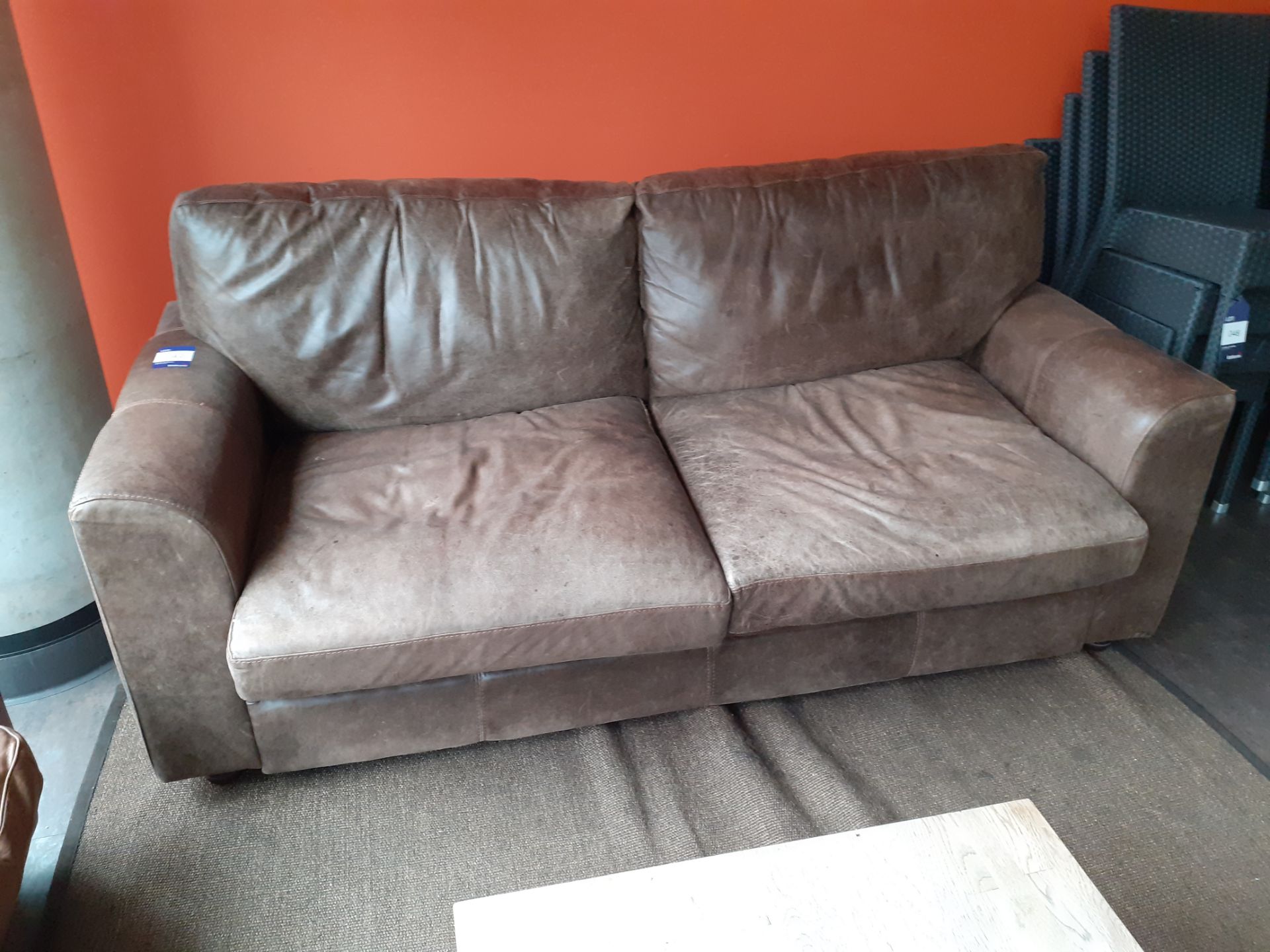 Two Seat Sofa, Brown Leather