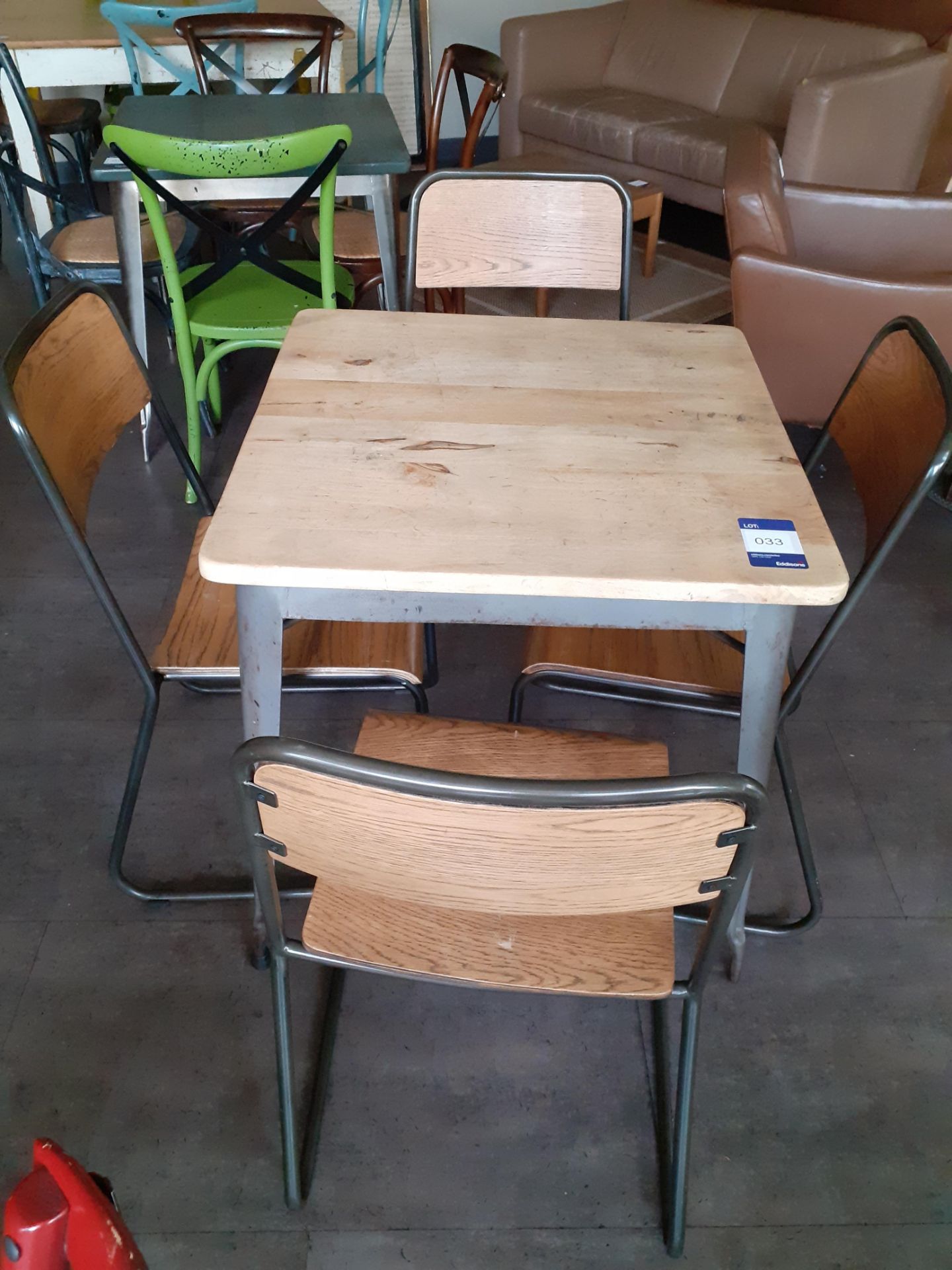 Steel Framed Painted Top Café Table with 4 Chairs